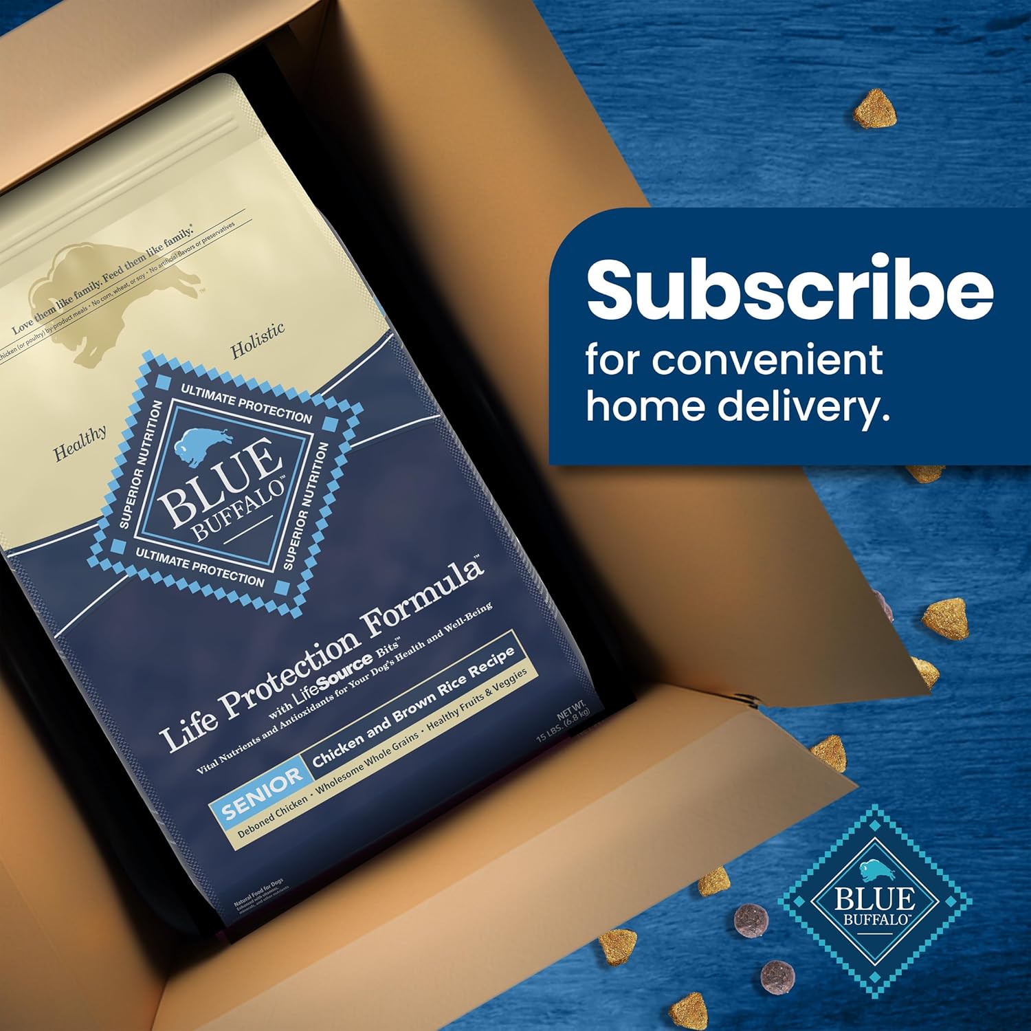 Blue Buffalo Life Protection Formula Senior Dry Dog Food, Supports Joint Health and Mobility, Made with Natural Ingredients, Chicken & Brown Rice Recipe, 15-lb. Bag - Image 11