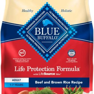 Blue Buffalo Life Protection Formula Adult Dry Dog Food, Helps Build and Maintain Strong Muscles, Made with Natural Ingredients, Beef & Brown Rice Recipe, 15-lb. Bag