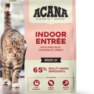ACANA Dry Cat Food for Indoor Cats Indoor Entrée Chicken Turkey Whole Herring and Rabbit 4lb Bag