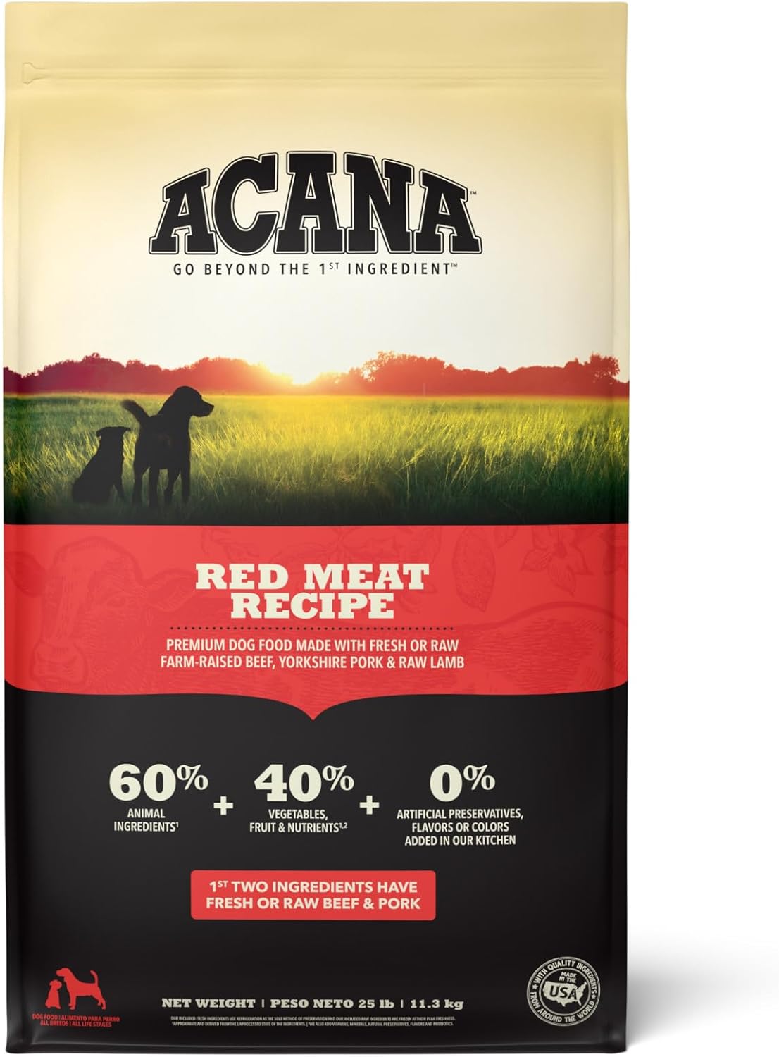 ACANA Grain Free Dry Dog Food Red Meat Recipe 25lb Bag