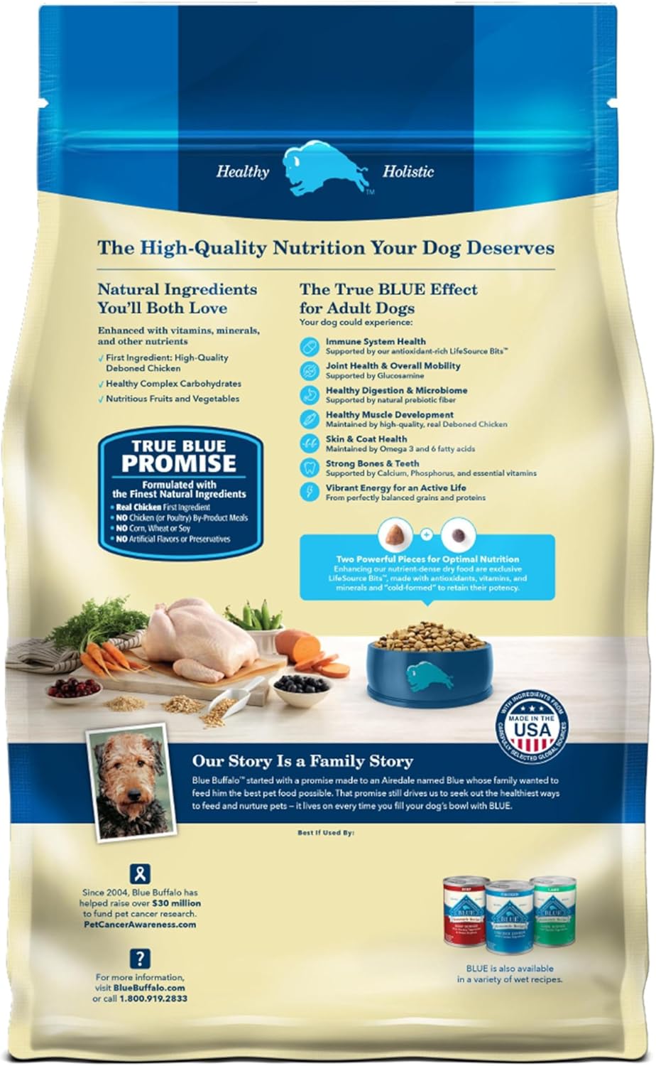 Blue Buffalo Life Protection Formula Adult Dry Dog Food, Helps Build and Maintain Strong Muscles, Made with Natural Ingredients, Chicken & Brown Rice Recipe, 30-lb. Bag - Image 2