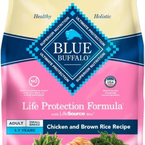 Blue Buffalo Life Protection Formula Adult Small Breed Dry Dog Food, Supports High Energy Needs, Made with Natural Ingredients, Chicken & Brown Rice Recipe, 15-lb Bag