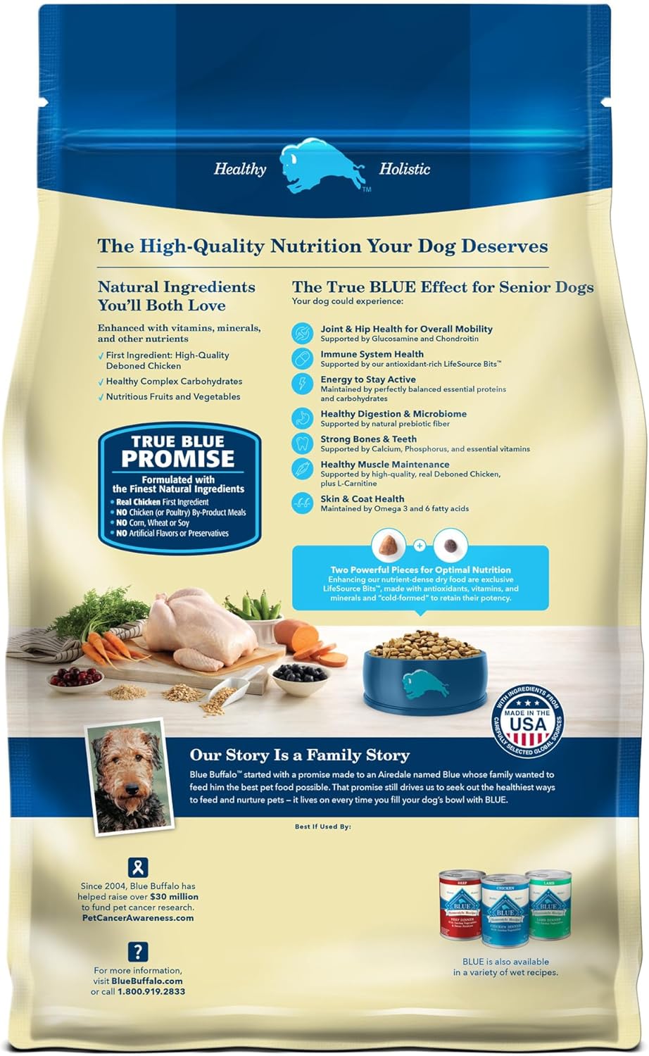 Blue Buffalo Life Protection Formula Senior Dry Dog Food, Supports Joint Health and Mobility, Made with Natural Ingredients, Chicken & Brown Rice Recipe, 15-lb. Bag - Image 2