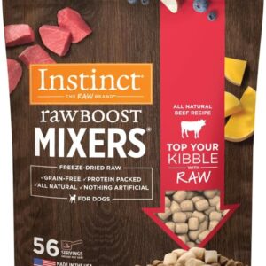 Instinct Raw Boost Mixers, Freeze Dried Dog Food Topper, Grain Free Recipe - All Natural Beef, 14 oz. Bag