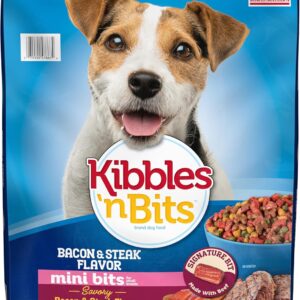 Kibbles 'n Bits Mini Bits Small Breed Dry Dog Food, Savory Bacon & Steak Flavor for Adult Dogs, 16 lb. Bag