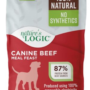 NATURE'S LOGIC Dry Dog Food - 100% Natural - No Synthetics - for All Ages, Sizes, Breeds - Free from Common Allergens, High Protein - Beef Meal Feast, 25lbs
