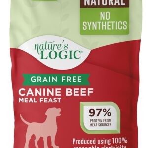 Nature's Logic Grain-Free Dry Dog Food - All-Natural, High Protein, No Synthetic Vitamins/Minerals - Gluten Free - Supports Healthy Digestion - All Breeds & Ages - Beef Meal Feast, 25lbs