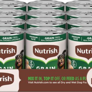 Nutrish Grain Free Real Chicken & Apple Recipe Premium Paté Wet Dog Food, 13 oz. Can, 12 Count, Packaging May Vary (Rachael Ray)