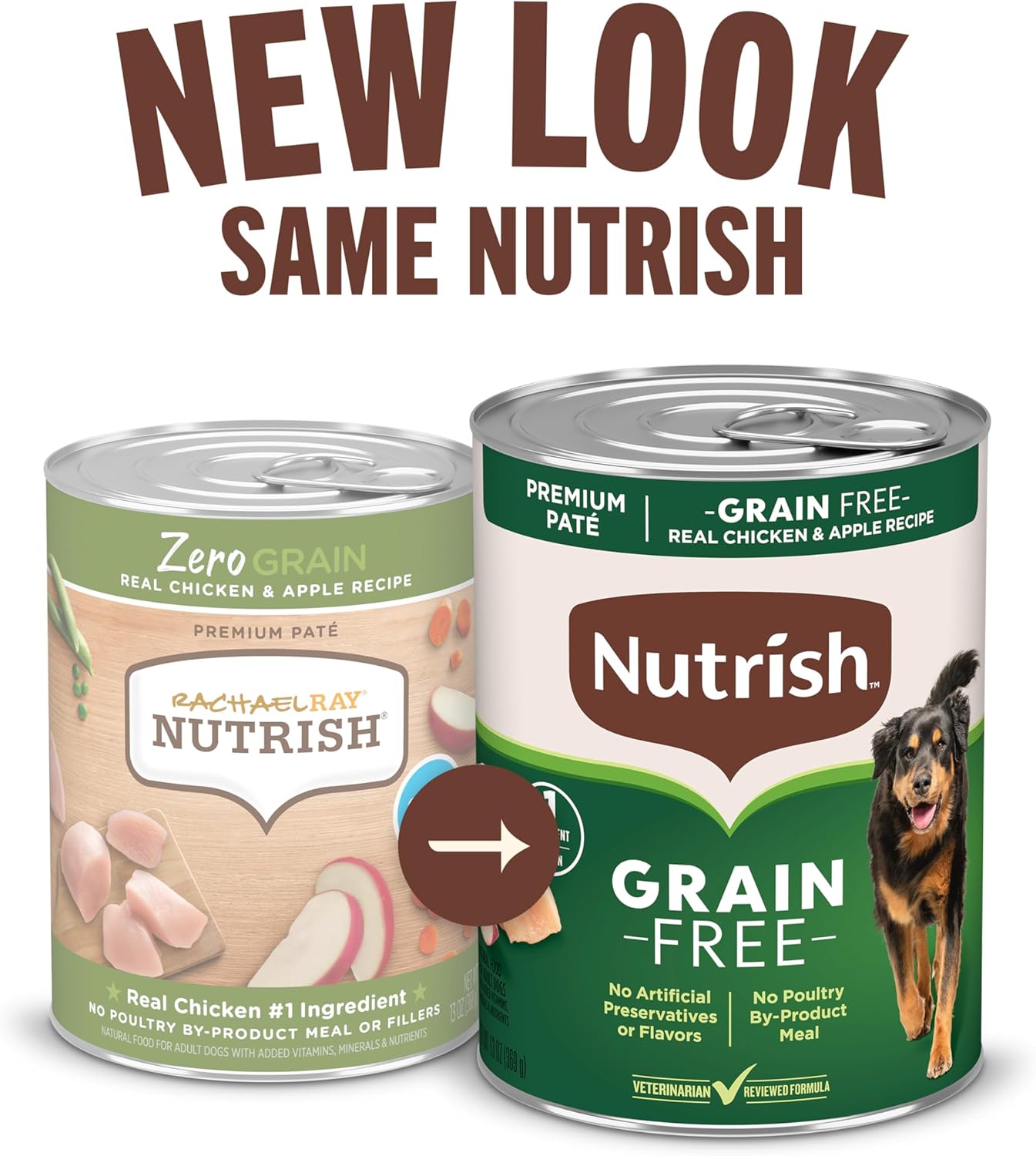 Nutrish Grain Free Real Chicken & Apple Recipe Premium Paté Wet Dog Food, 13 oz. Can, 12 Count, Packaging May Vary (Rachael Ray) - Image 2