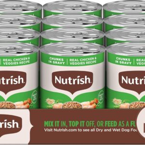 Nutrish Rachael Ray Wet Dog Food Chunks in Gravy Real Chicken & Veggies Recipe, 13 oz. Can, 12 Count