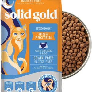 Solid Gold High Protein Dry Cat Food - Grain Free & Gluten Free Chicken Cat Dry Food w/Probiotics for Gut Health & Digestion - High Fiber & Omega 3 - Low Carb Superfood Kibble for Cats All Ages -12LB
