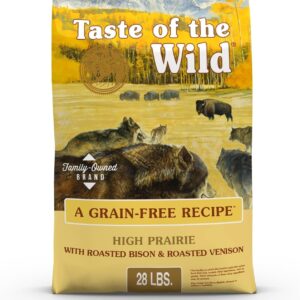 Taste of the Wild High Prairie Canine Grain-Free Recipe with Roasted Bison and Venison Adult Dry Dog Food, Made with High Protein from Real Meat and Guaranteed Nutrients and Probiotics 28lb