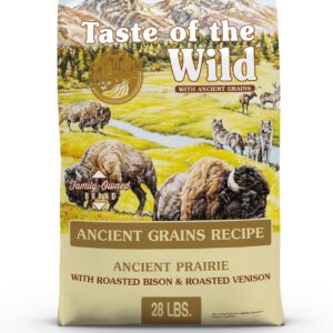 Taste of the Wild with Ancient Grains, Ancient Prairie Canine Recipe with Roasted Bison and Venison Dry Dog Food, Made with High Protein from Real Meat and Guaranteed Nutrients and Probiotics 28lb
