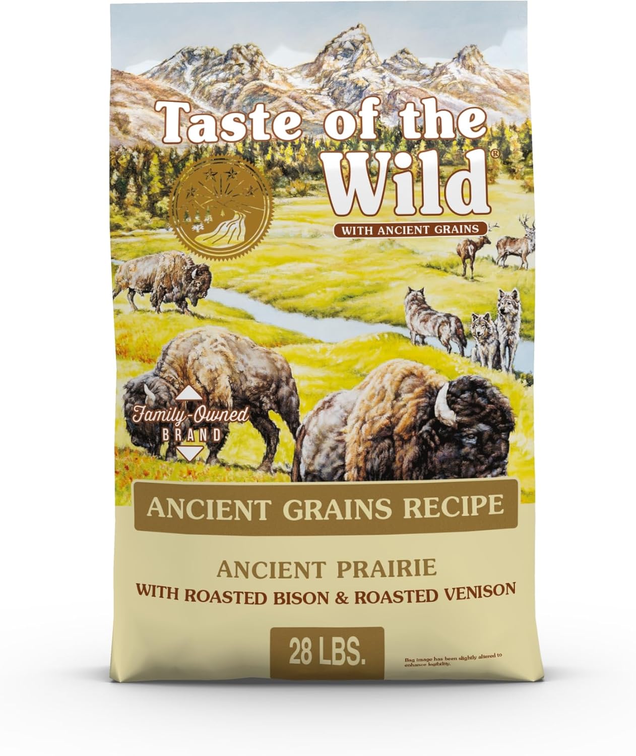 Taste of the Wild with Ancient Grains, Ancient Prairie Canine Recipe with Roasted Bison and Venison Dry Dog Food, Made with High Protein from Real Meat and Guaranteed Nutrients and Probiotics 28lb