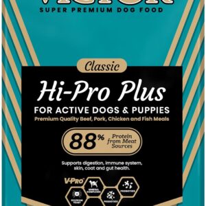 VICTOR Super Premium Dog Food – Hi-Pro Plus Dry Kibble – High Protein Dog Food with 30% Protein – Beef, Chicken, Pork, Fish Meals, Gluten Free - for High Energy and Active Dogs & Puppies, 30lbs