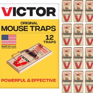 Victor Mouse Traps M150-12, Metal Pedal, Sustainably Sourced FSC Wood, Wooden Mouse Traps, 12 Metal Pedal Traps