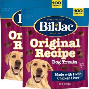 Bil-Jac Original Recipe Soft Training Treats for Dogs, Made with Chicken Liver, Resealable Double Zipper Pouch 10oz (2-Pack)