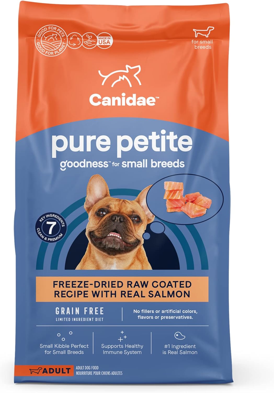Canidae Pure Petite Premium Freeze-Dried Raw Coated Dog Food for Small Breeds, Real Salmon Recipe, 10 lbs, Grain Free