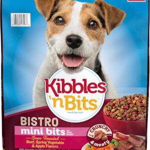 Kibbles 'n Bits Bistro Mini Bits Small Breed Dry Dog Food, Oven Roasted Beef, Spring Vegetable & Apple Flavors for Adult Dogs, 16 lb. Bag
