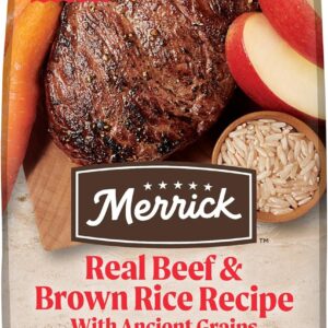 Merrick Healthy Grains Premium Adult Dry Dog Food, Wholesome And Natural Kibble With Beef And Brown Rice - 25.0 lb. Bag