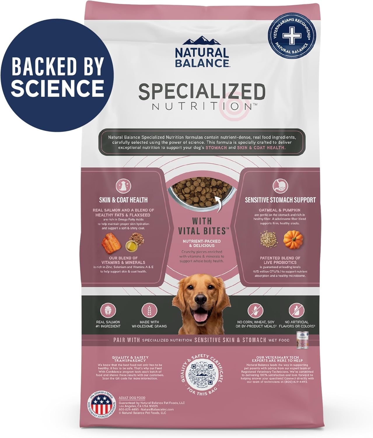 Natural Balance Specialized Nutrition Dry Dog Food with Salmon and Oatmeal for Dogs, Sensitive Skin & Stomach Dog Food, Natural Ingredients with Added Vitamins & Minerals - 22 lbs - Image 2