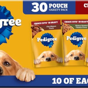 Pedigree Choice Cuts in Gravy Adult Soft Wet Dog Food Variety Pack, 3.5 oz. Pouches, 30-Count