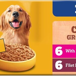 Pedigree Chopped Ground Dinner Wet Dog Food Filet Mignon & Beef Variety Pack, (12) 13.2 oz. Cans
