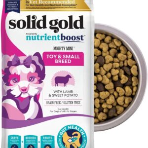 Solid Gold Toy & Small Breed Dry Dog Food Small Bites – Real Lamb, Grain Free, Gluten Free, High Fiber Healthy Kibble w/Probiotics for Gut Health & Digestion Support– All Ages NutrientBoost™ –11LB