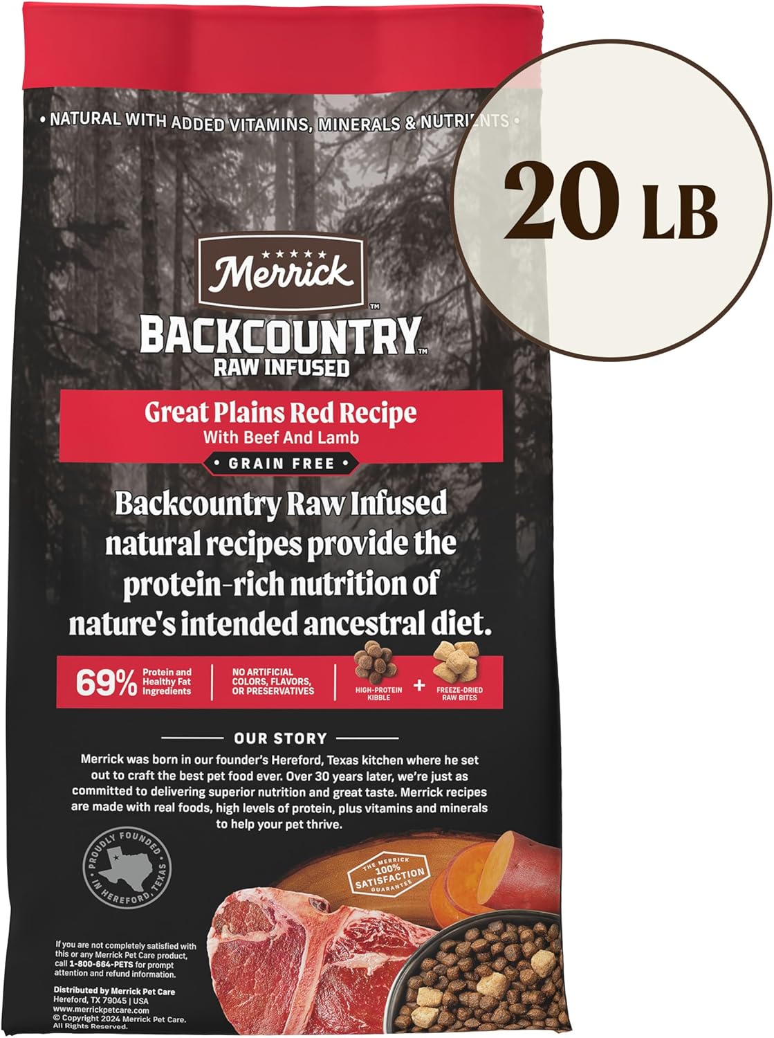 Merrick Backcountry Grain Free Dry Adult Dog Food Kibble With Freeze Dried Raw Pieces, Great Plains Red Recipe - 20.0 lb. Bag - Image 10