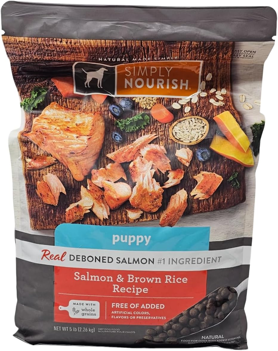 SIMPLY NOURISH Puppy Salmon and Brown Rice Dry Dog Food, 5 Pound Bag - Image 6