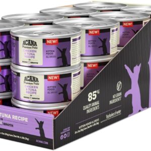ACANA Premium Pate Kitten Wet Cat Food in Bone Broth Chicken + Tuna Recipe 3oz Cans (24 Count)