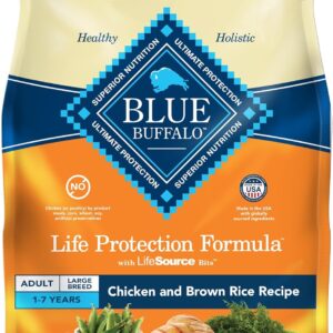 Blue Buffalo Life Protection Formula Large Breed Adult Dry Dog Food, Promotes Joint Health and Lean Muscles, Made with Natural Ingredients, Chicken & Brown Rice Recipe, 30-lb Bag