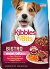 Kibbles ‘n Bits Bistro Mini Bits Small Breed Dry Dog Food, Oven Roasted Beef, Spring Vegetable and Apple Flavors for Adult Dogs, 3.5 lb. Bag (Pack of 4)
