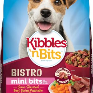 Kibbles ‘n Bits Bistro Mini Bits Small Breed Dry Dog Food, Oven Roasted Beef, Spring Vegetable and Apple Flavors for Adult Dogs, 3.5 lb. Bag (Pack of 4)