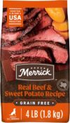 Merrick Premium Grain Free Dry Adult Dog Food, Wholesome And Natural Kibble, Real Texas Beef And Sweet Potato - 4.0 lb. Bag