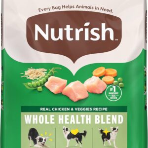 Nutrish Dry Dog Food Real Chicken & Veggies Recipe Whole Health Blend, 40 lb. Bag, (Rachael Ray)