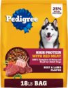 Pedigree High Protein Adult Dry Dog Food, Beef and Lamb Flavor, 18 lb. Bag
