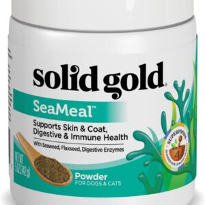 Solid Gold Cat & Dog Multivitamin Powder - Kelp Powder, Omega 3 & Vitamins for Dental, Digestive, Immune, Skin & Coat Health - Multi Vitamin for Dogs & Cats - Cat & Dog Food Additive Supplement - 5oz