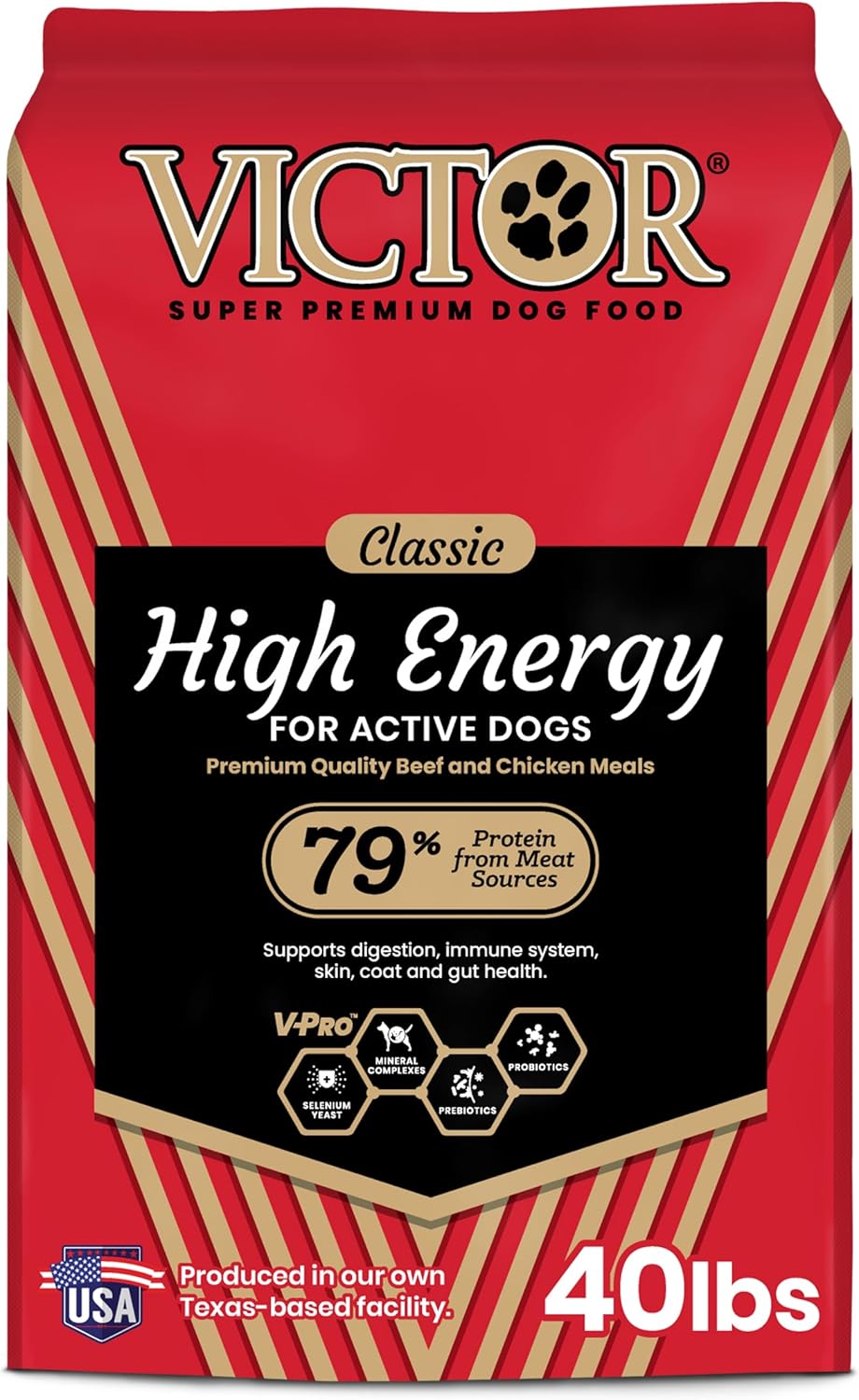 VICTOR Super Premium Dog Food – High Energy Dry Dog Food for Active Dogs – Gluten Free Canine Kibble with Beef and Chicken Meal Proteins for Sporting Dogs – All Breeds and All Life Stages, 40 lb