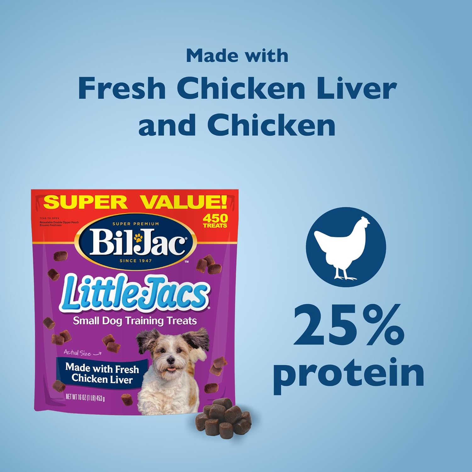 Bil-Jac Little Jacs Small Dog Training Treats, Chicken Flavor, Made with Chicken Liver, 16oz (2-Pack) - Image 3