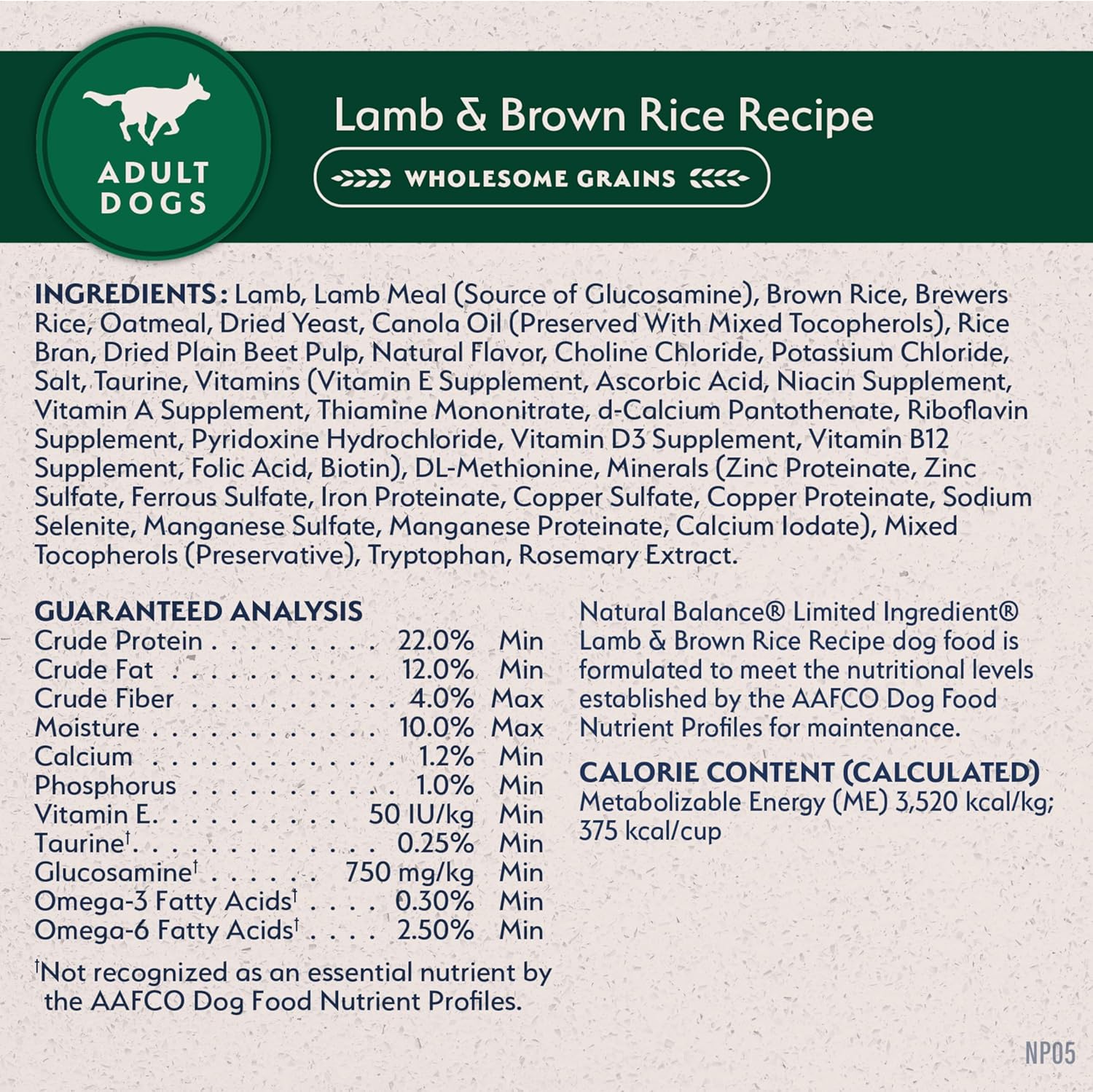 Natural Balance Limited Ingredient Adult Dry Dog Food with Healthy Grains, Lamb & Brown Rice Recipe, 12 Pound (Pack of 1) - Image 8