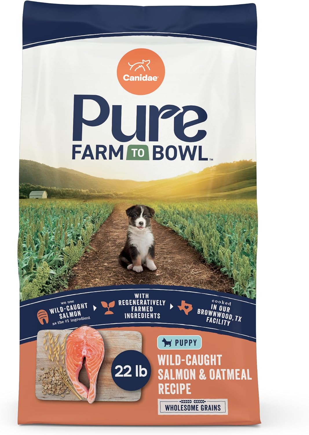 Canidae Pure Farm to Bowl Wild-Caught Salmon & Oatmeal, Puppy, Dog Food, 22lb