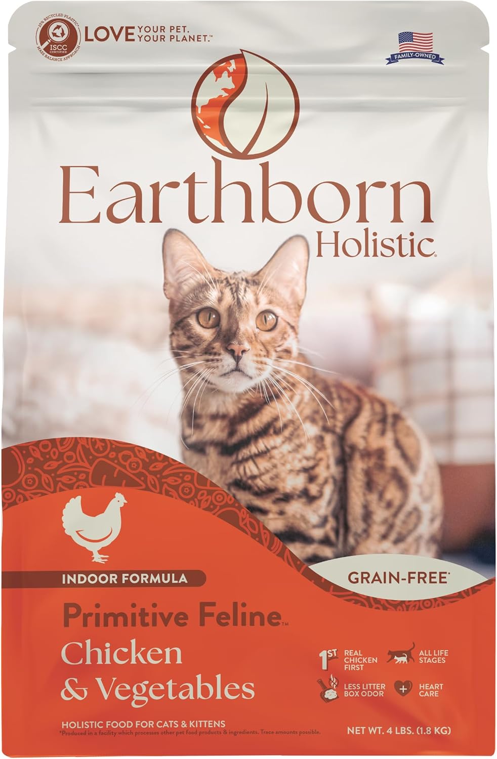 Earthborn Holistic Primitive Feline Grain-Free Dry Cat Food, 5 lb (71820)