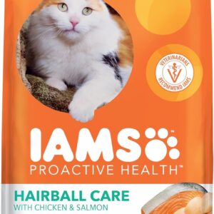 IAMS Proactive Health Adult Hairball Care Dry Cat Food with Chicken and Salmon, 7 lb. Bag