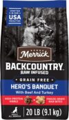 Merrick Backcountry Grain Free Dry Adult Dog Food, Kibble With Freeze Dried Raw Pieces, Hero’s Banquet Recipe - 20.0 lb. Bag