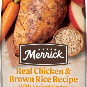 Merrick Healthy Grains Premium Adult Dry Dog Food, Wholesome And Natural Kibble With Chicken And Brown Rice - 12.0 lb. Bag