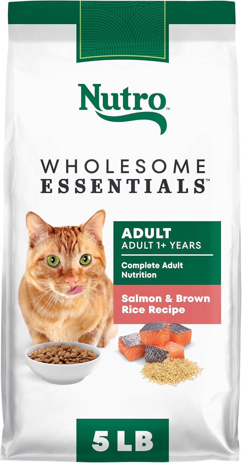 Nutro Wholesome Essentials Dry Cat Food, Adult Cat Food Dry Salmon & Brown Rice Recipe, 5 lb. Bag