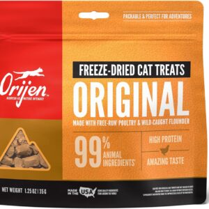ORIJEN Freeze Dried Cat Treats Grain Free High Protein Raw Animal Ingredients Original 1.25oz Bag
