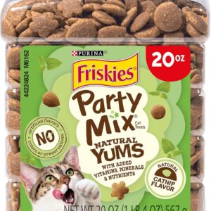 Purina Friskies Made in USA Facilities, Natural Cat Treats, Party Mix Natural Yums Catnip Flavor - 20 Ounce (Pack of 1)
