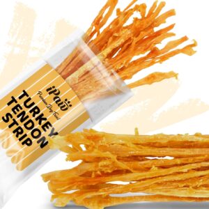 iPaw Turkey Tendons for Dogs, 100% Turkey and US Sourced Raw Material, Hypoallergenic, All Natural Human Grade Puppy Chew, Rawhide Alternative Dog Treats, 1 Pack Strip (Large)